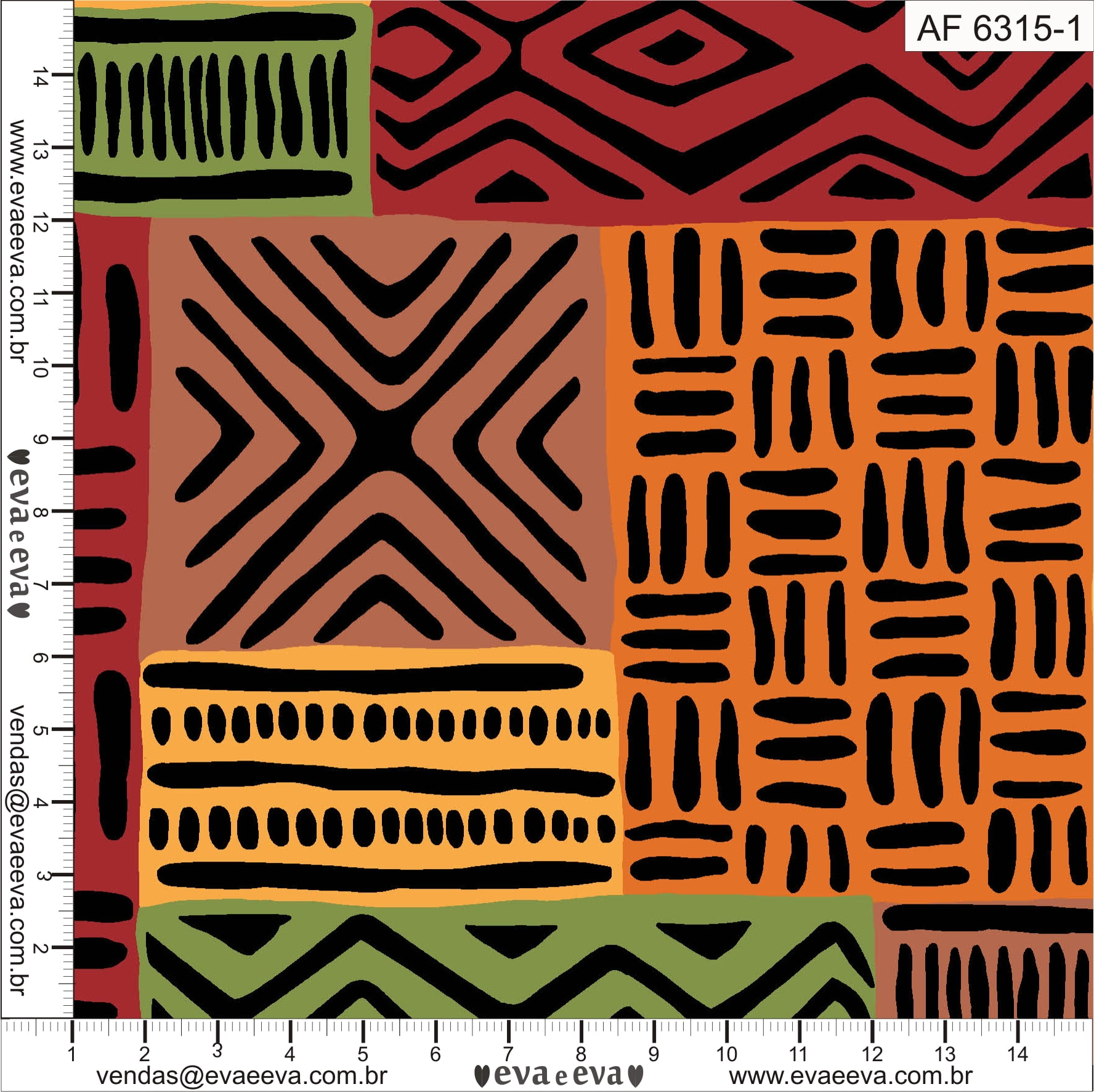 Tecido tricoline estampada da Eva e Eva - Coleção Africa  -  AF6315-1