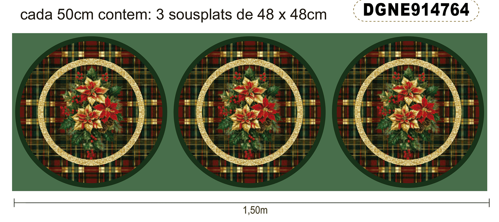 TECIDO SARJA IMPERMEÁVEL EXCLUSIVO 100% ALGODÃO - NATAL ELEGANCE - SOUSPLAT NATAL - DGNE914764