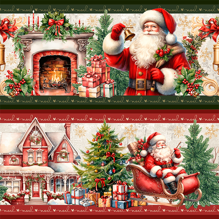 TECIDO TRICOLINE EXCLUSIVO 100% ALGODÃO - NATAL NOEL - BARRADO NATAL - DGNN914736