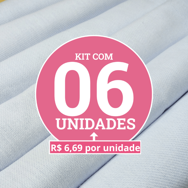 PANO DE PRATO COM BAINHA PREMIUM SARJADO-KIT COM 6 UNIDADES-100% ALGODÃO ALVEJADO-45CM X 75CM