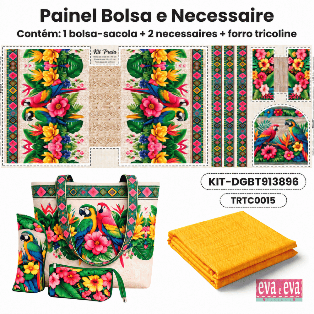 KIT BOLSA | PAINEL DE TECIDO SARJA IMPERMEÁVEL | BELEZA TROPICAL | KIT-DGBT913896