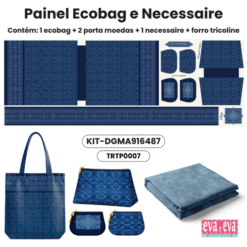 KIT ECOBAG | PAINEL DE TECIDO SARJA IMPERMEÁVEL | MANDALAS AFRICANAS | KIT-DGMA916487