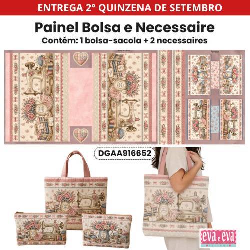 Tecido Sarja Impermeável Painel de Bolsa + 2 Necessaires Atelie Floral Costura Criativa DIY - DGAA916652