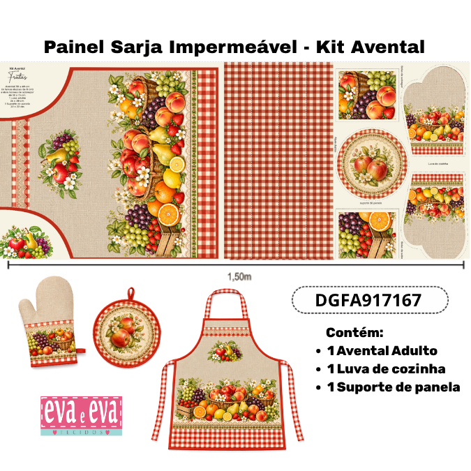 Painel Avental Frutas em Tecido Sarja Impermeável 100% Algodão – Feira da Fazenda DGFA917167