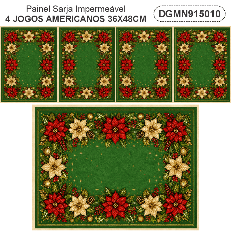 TECIDO SARJA IMPERMEAVEL 100% ALGODÃO - MAGIA DE NATAL - JOGO AMERICANO - DGMN915010