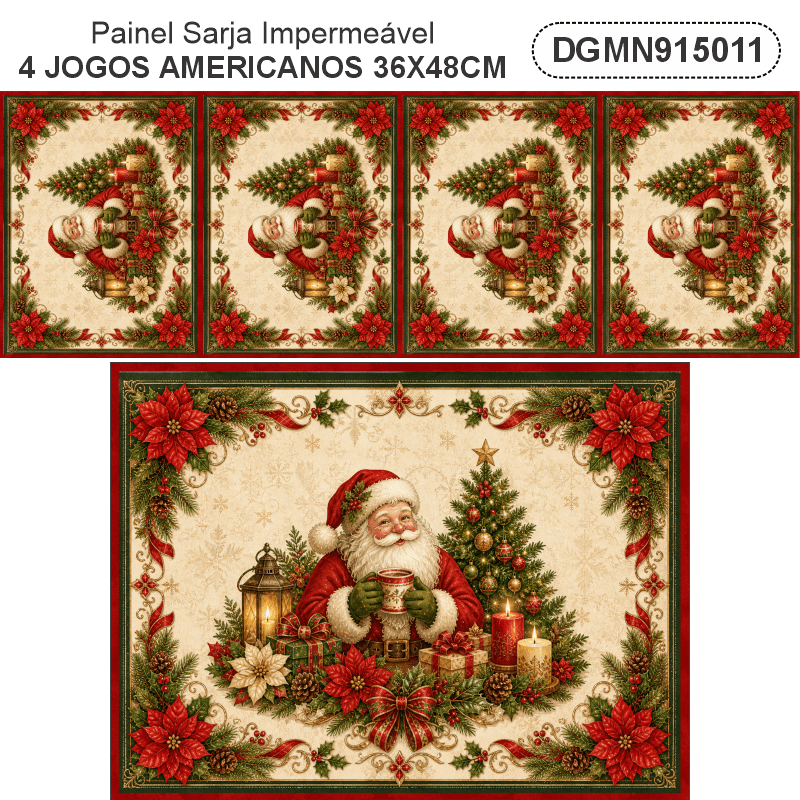 TECIDO SARJA IMPERMEAVEL 100% ALGODÃO - MAGIA DE NATAL - JOGO AMERICANO - DGMN915011
