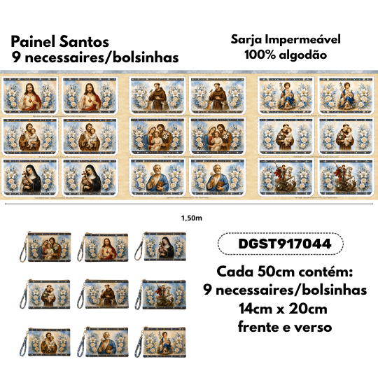 TECIDO SARJA IMPERMEAVEL 100% ALGODÃO - MENSAGENS DE FÉ - 9 NECESSAIRE/ BOLSINHAS - COSTURA CRIATIVA DIY - DGST917044