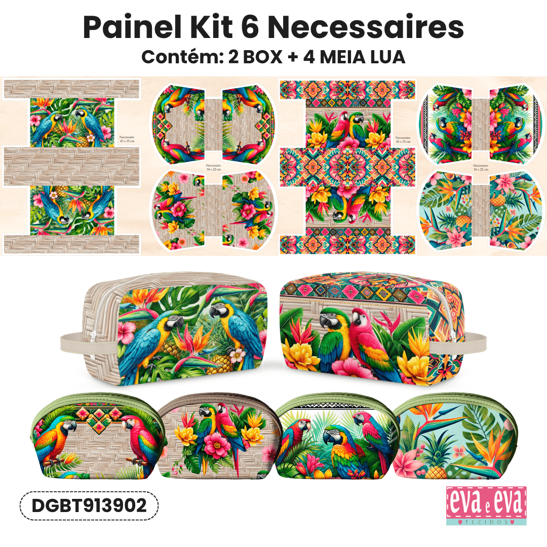 TECIDO SARJA IMPERMEAVEL ESTAMPADO EXCLUSIVO 100% ALGODÃO-BELEZA TROPICAL-NECESSAIRE-DGBT913902