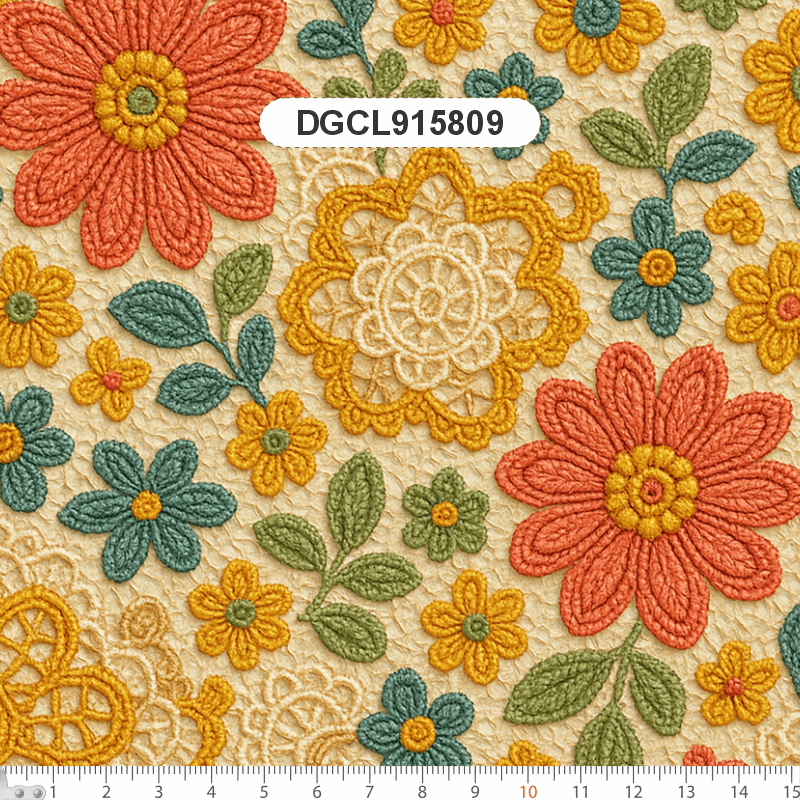 TECIDO SARJA IMPERMEAVEL EXCLUSIVO 100% ALGODÃO - CROCHÊ COLORÉ - FLORAL - DGCL915809