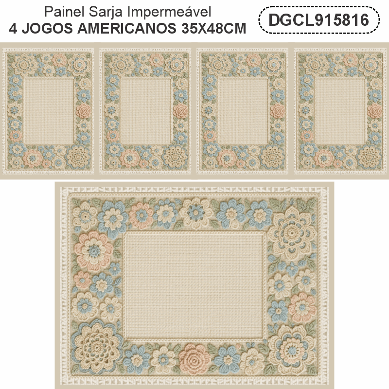 TECIDO SARJA IMPERMEAVEL EXCLUSIVO 100% ALGODÃO - CROCHÊ COLORÉ - JOGO AMERICANO - DGCL915816