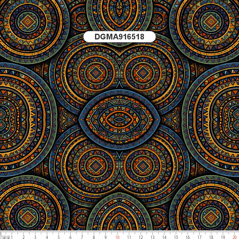 TECIDO SARJA IMPERMEAVEL EXCLUSIVO 100% ALGODÃO - MANDALAS AFRICANAS - GEOMETRICO - DGMA916518