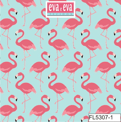 Tecido tricoline estampada da Eva e Eva - coleção Flamingo - FL5307-1
