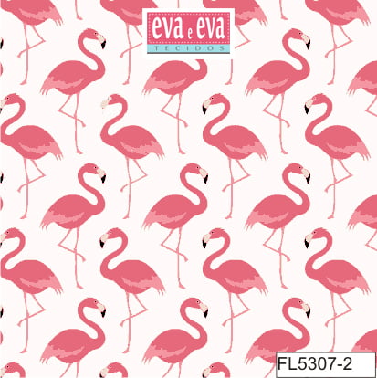 Tecido tricoline estampada da Eva e Eva - coleção Flamingo - FL5307-2