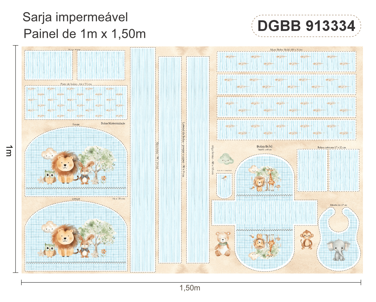 Coleção Boho Baby Painel em Sarja Impermeável 100% Algodão Eva e Eva