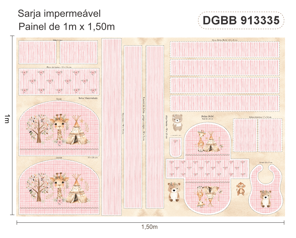 Coleção Boho Baby Painel em Sarja Impermeável 100% Algodão Eva e Eva