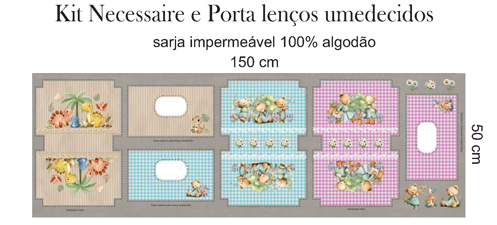 TECIDO SARJA IMPERMEAVEL EXCLUSIVO 100% ALGODÃO - SONHOS E AVENTURAS - KIT NECESSAIRE - DGSA915319