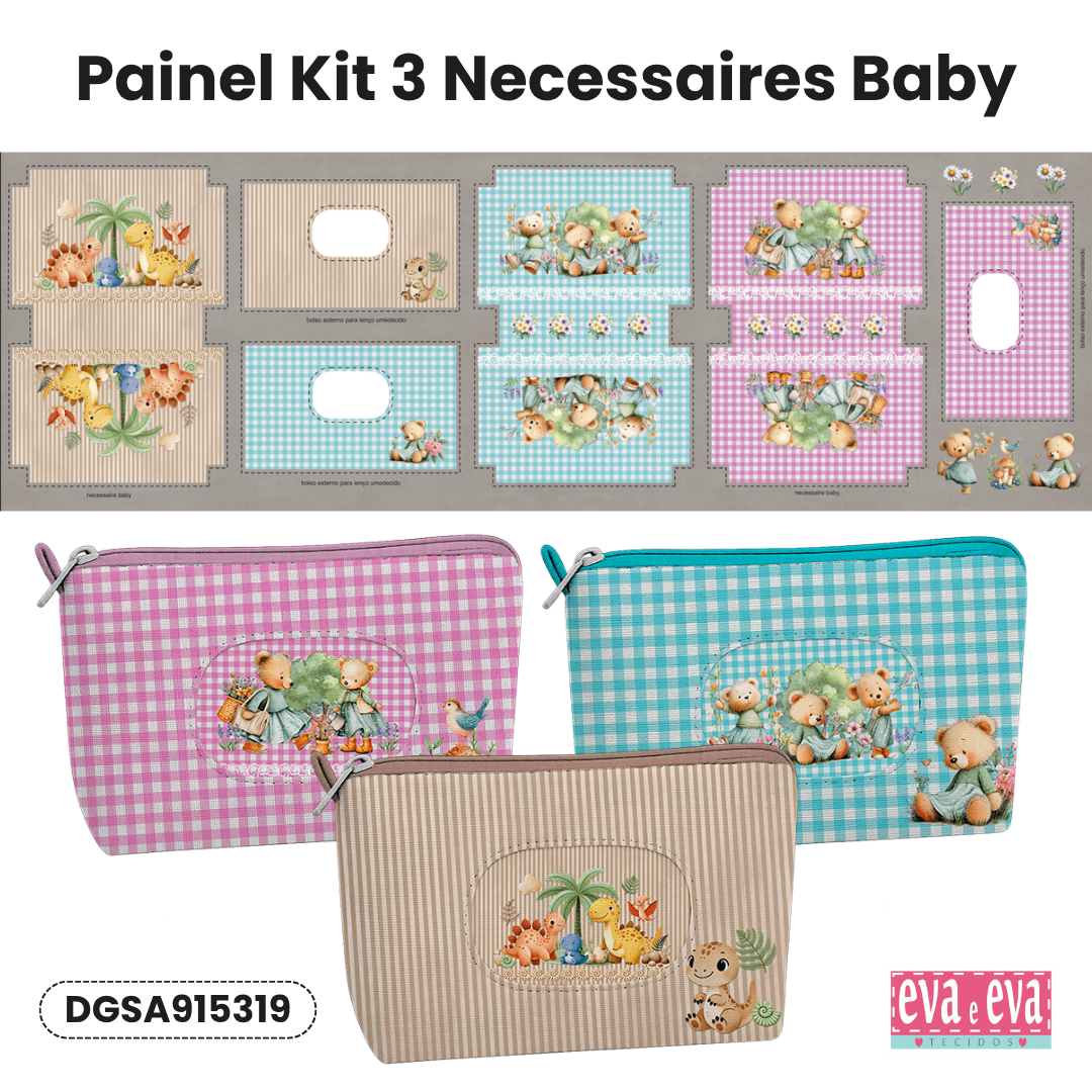 TECIDO SARJA IMPERMEAVEL EXCLUSIVO 100% ALGODÃO - SONHOS E AVENTURAS - KIT NECESSAIRE - DGSA915319