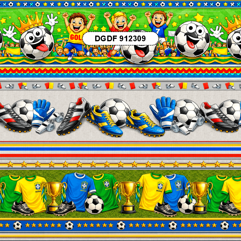 TECIDO TRICOLINE EXCLUSIVO 100% ALGODÃO - DOMINGO DE FUTEBOL - COPA DO MUNDO BARRADO - DGDF912309