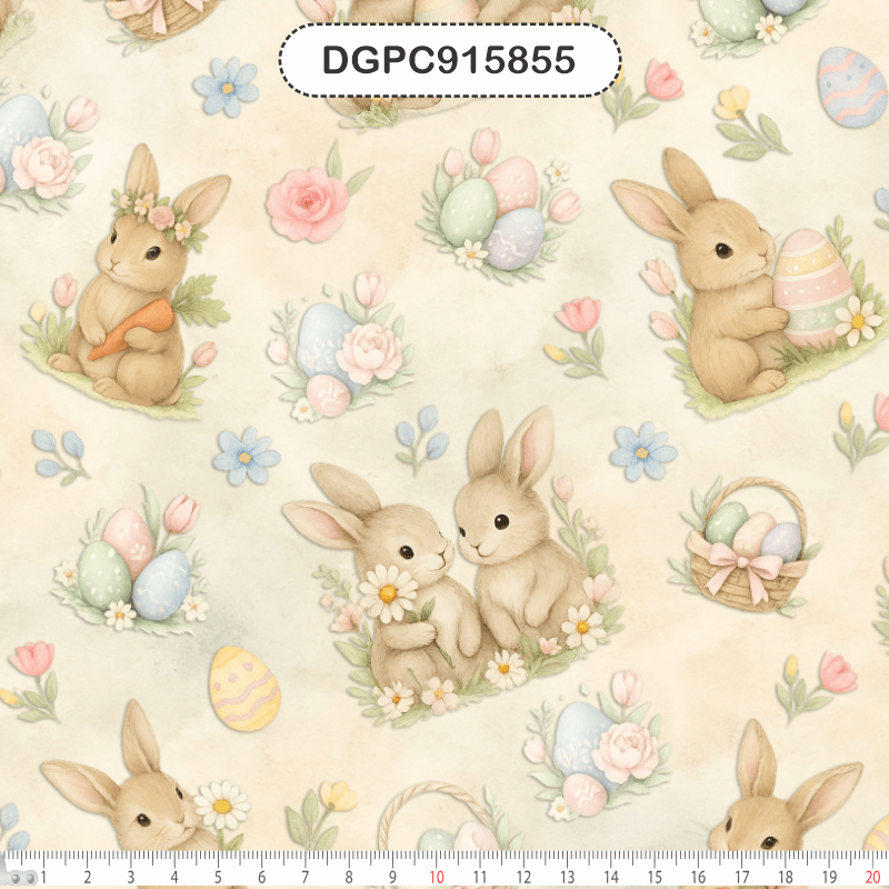 TECIDO TRICOLINE EXCLUSIVO 100% ALGODÃO - PÁSCOA DOS COELHINHOS - INFANTIL - DGPC915855