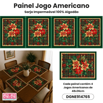 TECIDO SARJA IMPERMEÁVEL EXCLUSIVO 100% ALGODÃO - NATAL ELEGANCE - JOGO AMERICANO NATAL - DGNE914765