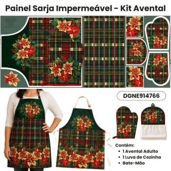Tecido Painel Costura Criativa Kit Avental Sarja Impermeável 100% Algodão - NATAL ELEGANCE - DGNE914766 Tecido Painel Costura Criativa Kit Avental Sarja Impermeável 100% Algodão - NATAL ELEGANCE - DGNE914766