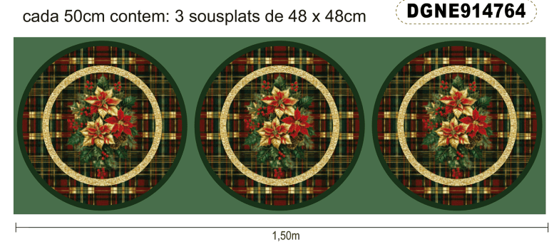 TECIDO SARJA IMPERMEÁVEL EXCLUSIVO 100% ALGODÃO - NATAL ELEGANCE - SOUSPLAT NATAL - DGNE914764