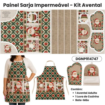 Tecido Painel Costura Criativa Kit Avental Sarja Impermeável 100% Algodão - NATAL PATCHWORK - DGNP914747 Tecido Painel Costura Criativa Kit Avental Sarja Impermeável 100% Algodão - NATAL PATCHWORK - DGNP914747