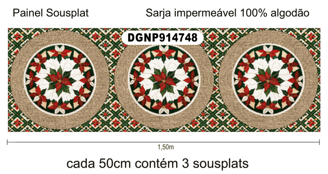 TECIDO SARJA IMPERMEÁVEL EXCLUSIVO 100% ALGODÃO - NATAL PATCHWORK - SOUSPLAT NATAL - DGNP914748