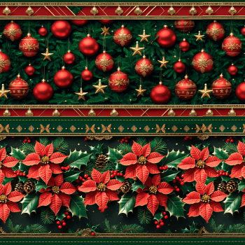 TECIDO TRICOLINE EXCLUSIVO 100% ALGODÃO - NATAL ELEGANCE - BARRADO NATAL - DGNE914761