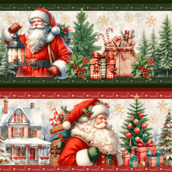 TECIDO TRICOLINE EXCLUSIVO 100% ALGODÃO - NATAL NOEL - BARRADO NATAL - DGNN914736