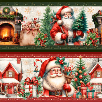 TECIDO TRICOLINE EXCLUSIVO 100% ALGODÃO - NATAL NOEL - BARRADO NATAL - DGNN914736