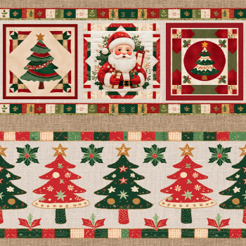 TECIDO TRICOLINE EXCLUSIVO 100% ALGODÃO - NATAL PATCHWORK - BARRADO NATAL - DGNP914742