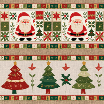 TECIDO TRICOLINE EXCLUSIVO 100% ALGODÃO - NATAL PATCHWORK - BARRADO NATAL - DGNP914742