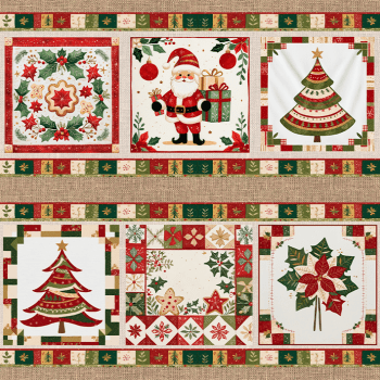 TECIDO TRICOLINE EXCLUSIVO 100% ALGODÃO - NATAL PATCHWORK - BARRADO NATAL - DGNP914742