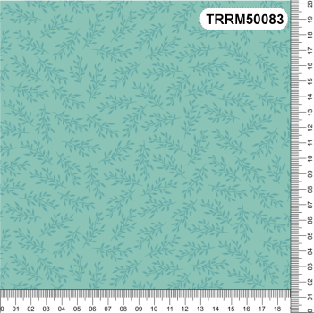 TECIDO TRICOLINE 100% ALGODÃO RAMINHOS AZUL TIFFANY - TRRM50083