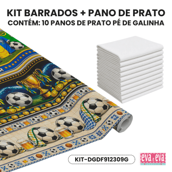 Kit Barrados + 10 Panos de Prato Pé de Galinha | Domingo de Futebol | KIT-DGDF912309G Kit Barrados + 10 Panos de Prato Pé de Galinha | Domingo de Futebol | KIT-DGDF912309G