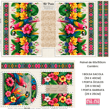 KIT BOLSA | PAINEL DE TECIDO SARJA IMPERMEÁVEL | BELEZA TROPICAL | KIT-DGBT913896