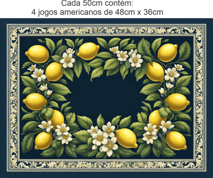 KIT JOGO AMERICANO | PAINEL DE TECIDO SARJA IMPERMEÁVEL | CHARME SICILIANO | KIT-DGCS913423