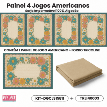 KIT JOGO AMERICANO | PAINEL DE TECIDO SARJA IMPERMEÁVEL COM FORRO EM TRICOLINE | CROCHÊ COLORÊ | KIT-DGCL915811 KIT JOGO AMERICANO | PAINEL DE TECIDO SARJA IMPERMEÁVEL COM FORRO EM TRICOLINE | CROCHÊ COLORÊ | KIT-DGCL915811