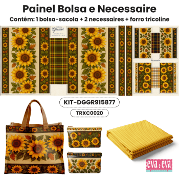 KIT BOLSA | PAINEL DE TECIDO SARJA IMPERMEÁVEL | FLORAL - CAMPOS DE GIRASSOL | KIT-DGGR915877