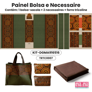 KIT BOLSA | PAINEL DE TECIDO SARJA IMPERMEÁVEL | MANDALAS AFRICANAS | KIT-DGMA916516