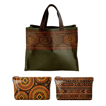 KIT BOLSA | PAINEL DE TECIDO SARJA IMPERMEÁVEL | MANDALAS AFRICANAS | KIT-DGMA916516