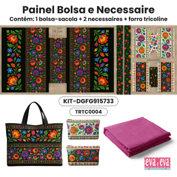 KIT BOLSA | PAINEL DE TECIDO SARJA IMPERMEÁVEL | FLORAL - FOLK GARDEN | KIT-DGFG915733 KIT BOLSA | PAINEL DE TECIDO SARJA IMPERMEÁVEL | FLORAL - FOLK GARDEN | KIT-DGFG915733
