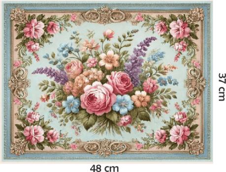 KIT JOGO AMERICANO | PAINEL DE TECIDO SARJA IMPERMEÁVEL | FLORES VINTAGE | KIT-DGFV914244