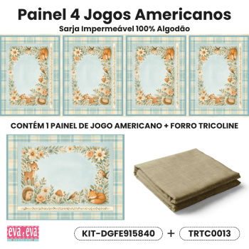 KIT JOGO AMERICANO | PAINEL DE TECIDO SARJA IMPERMEÁVEL COM FORO EM TRICOLINE | FLORESTA ENCANTADA | KIT-DGFE915840 KIT JOGO AMERICANO | PAINEL DE TECIDO SARJA IMPERMEÁVEL COM FORO EM TRICOLINE | FLORESTA ENCANTADA | KIT-DGFE915840
