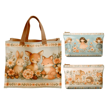 KIT BOLSA | PAINEL DE TECIDO SARJA IMPERMEÁVEL | INFANTIL - FLORESTA ENCANTADA | KIT-DGFE915838