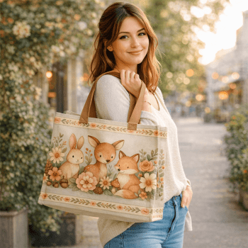 KIT BOLSA | PAINEL DE TECIDO SARJA IMPERMEÁVEL | INFANTIL - FLORESTA ENCANTADA | KIT-DGFE915838