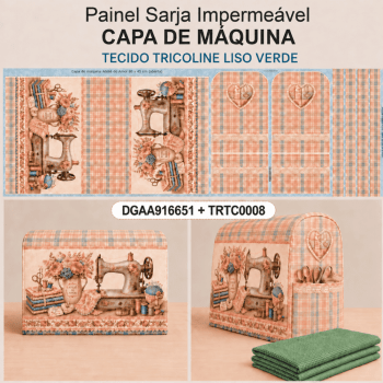 KIT Painel Capa de Máquina Ateliê do Amor + Tecido Tricoline Azul Antigo | KIT-DGAA916651 KIT Painel Capa de Máquina Ateliê do Amor + Tecido Tricoline Azul Antigo | KIT-DGAA916651