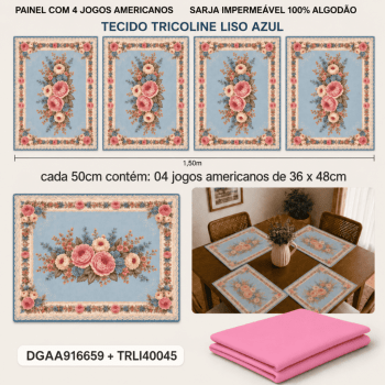 KIT JOGO AMERICANO| PAINEL DE TECIDO SARJA IMPERMEÁVEL | ATELIÊ DO AMOR | KIT-DGAA916659 KIT JOGO AMERICANO| PAINEL DE TECIDO SARJA IMPERMEÁVEL | ATELIÊ DO AMOR | KIT-DGAA916659