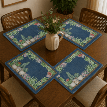 KIT JOGO AMERICANO| PAINEL DE TECIDO SARJA IMPERMEÁVEL | CROCHÊ COLORÊ | KIT-DGCC912533
